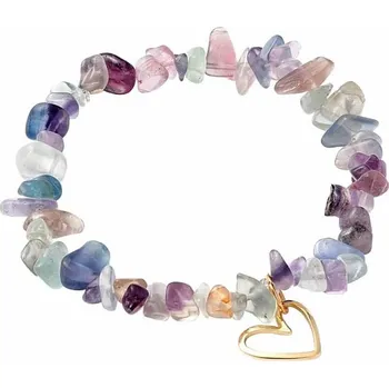 Náramek Fluorit duhový sekaný náramek se srdíčkem obvod cca 16 až 23 cm