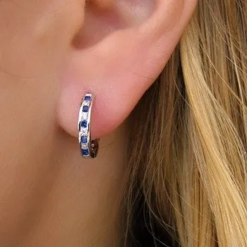 Náušnice Stříbrné náušnice kroužky 15mm modročiré Rhodium Stříbro 925/1000