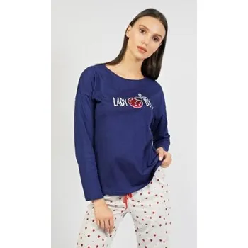 Dámské pyžamo Dámské pyžamo dlouhé Vienetta Secret Beruška tmavě modrá XL