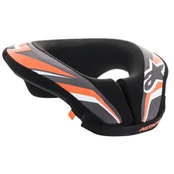 Motocyklový chránič krku Dětský chránič krku ALPINESTARS SEQUENCE YOUTH ORANŽOVÁ/ČERNÁ vel. L/XL pro dorost od 10-14-ti let (Krční chránič pro děti, doplňková ochrana na motoros a kolo)