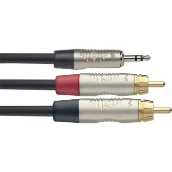 Audio kabel Stagg NYC3/MPS2CMR, kabel 2x RCA/mini JACK, 3m