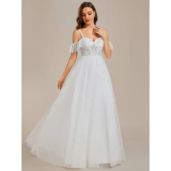 Dámské šaty Svatební šaty z krajky a tylu na špagetová ramínka Barva: Bílá, Velikost: 2XL