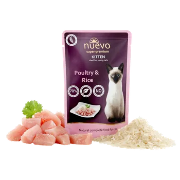 Krmivo pro kočku Nuevo kotě kapsa drůbeží s rýží 85g
