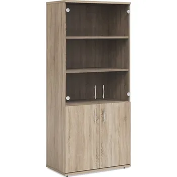 Šatní skříň Vysoká skříň Impress 74x37x190 cm - skleněné dveře Barva: Dub sonoma + doprava ZDARMA