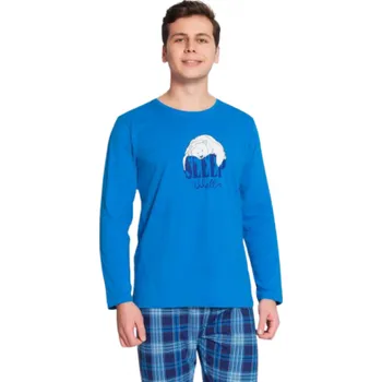 Pánské pyžamo Pánské pyžamo dlouhé Vienetta Secret Sleep well modrá XXL