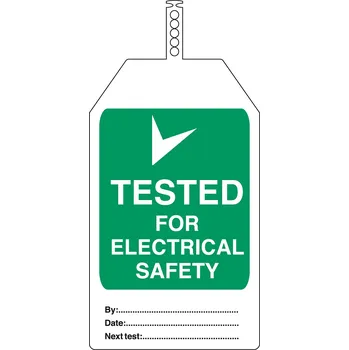 TAG-E-TESTED FOR ELECTR. 145X85MM