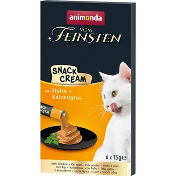 Pamlsek pro kočku animonda vom Feinsten Snack Cream kuře + kočičí tráva 6 × 15 g