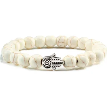 Náramek Blingstar Náramek Hamsa * ruka Fátimy - Cream - 2354 korálky
