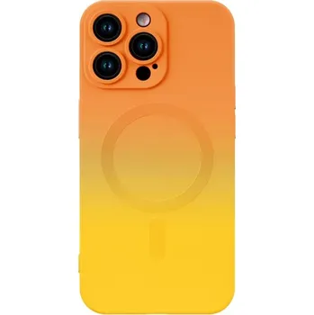 Pouzdro na mobilní telefon Gradient silikonový kryt MagSafe se sklem na fotoaparát pro iPhone 15 Pro Max Barva: Oranžová/žlutá