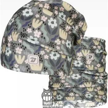 Čepice Flísová čepice a nákrčník Dráče - Yetti 17, šedá, kytičky Barva: Šedá, Velikost: 54-56