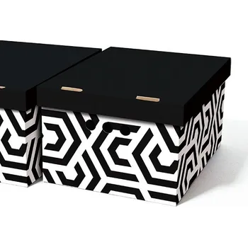Úložný box Dekorativní kartonová krabičk Geometrický labyrint A4 úložný box vel 33x25x18cm (Dekorativní krabice. Box je vyroben z pevné lepenky a hodí se ideálně k přechovávání různých předmětů jako je oblečení, hračky, knihy a jiné drobnosti. Díky dekorativnímu pot