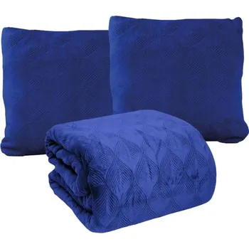 deka Elegantní sada CALMA - Deka 150x200cm + 2 povlaky na polštáře - modrá