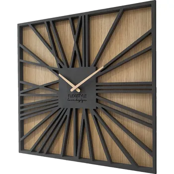 Hodiny Moderní dřevěné hodiny EKO Loft Square 50cm