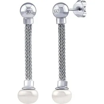 Náušnice Stříbrné visací pletené náušnice Shaya s pravou přírodní perlou STF2350EPW