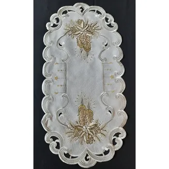 ubrus UBRUS vyšívaný 70 x 35 vánoční šampáňo + zlato