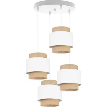 Závěsné svítidlo Boho 1, 4x jutové/bílé textilní stínítko, o