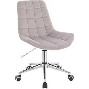 Otočné křeslo Voss velur na stříbrné podstavě s kolečky - světle šedá