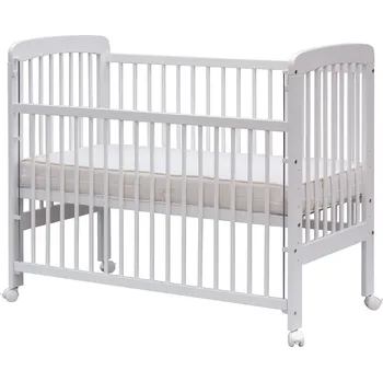 Dětsný nábytek Dětská postýlka se stahovacím bokem - Scarlett MÍŠA (buk) - bílá 120 x 60 cm