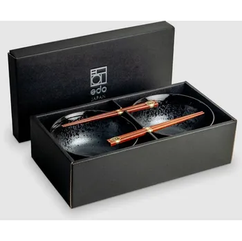 Sada nádobí EDO Japan Souprava Japonských mís na Udon s hůlkami - styl Koge - 17 cm