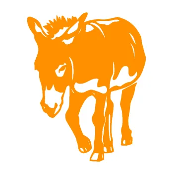 Samolepící dekorace SAMOLEPKA Osel 009 levá (06 - oranžová) NA AUTO, NÁLEPKA, FÓLIE, POLEP, TUNING, VLASTNÍ TEXT, TISK, AUTOSAMOLEPKY.cz, POLEPY, OBRÁZEK, LOGO, SAMOLEPKY