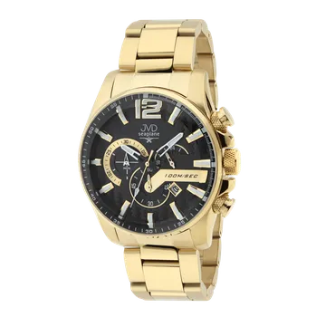 Hodinky JVD Zlaté design pánské vodotěsné náramkové hodinky JVD JE1002.5 - chronograf 10ATM (JVD Zlaté pánské vodotěsné náramkové hodinky JVD JE1002.5 - chronograf 10ATM)