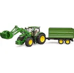 Bruder 03155 Traktor John Deere 7R 350 s čelním nakladačem a přívěsem