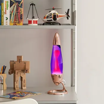 Lampa pro světelnou terapii Mathmos Neo Cooper, originální lávová lampa, 1x20W, měděná s fialovou tekutinou a růžovou lávou, výška 42cm