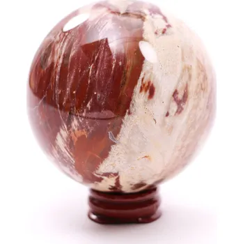 Drahý kámen Magieprirody.cz Koule Zkamenělé dřevo 530 g - 72 mm + dřevěný podstavec #A290