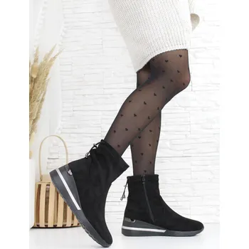 Dámská zimní obuv Camo Černé boty na klínku 2633-1B Velikost: 36