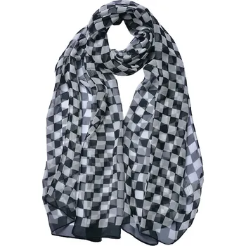 Šátek Bílo-černý dámský šátek s šachovnicí - 50*160 cm