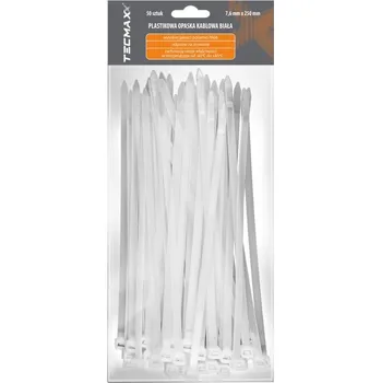 Stahovací páska TECMAXX Stahovací páska bílá 7,6 x 250mm, 50ks