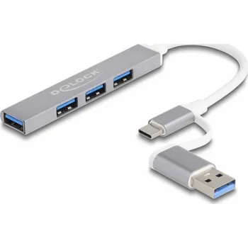 USB hub DeLOCK 4portový tenký USB hub s USB Type-C nebo USB Type-A, USB hub