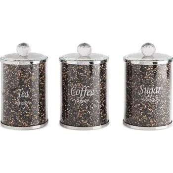 Dóza na potraviny Kuchyňská sada 3 nádob na čaj, kávu a cukr ve stylu GLAMOUR 10x17cm - černá