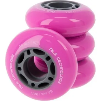 Kolečkové brusle Nils Extreme Kolečka PU 64x24, Růžové, 4ks