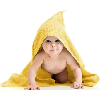 Dětská froté osuška s kapuckou 80x80 cm žlutá