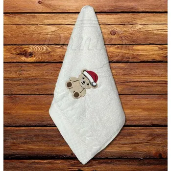 Dekorativní polštářek Dante Ručníček s výšivkou Vánoční medvídek,hnědý