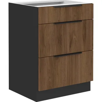 Kuchyňská linka Spodní skříňka se šuplíky Premium Box 60 D 3S BB Monza černá matná / ořech okapi