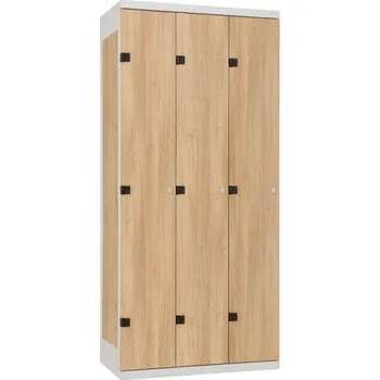 TRITON šatní skříň 3-dveřová kov-lamino T1970, šedá - dub Nagano + doprava zdarma