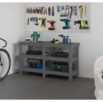 Dílenský stůl vidaXL Dílenský stůl 142,5x50x80 cm masivní borové dřevo [823649] Barva: Šedá