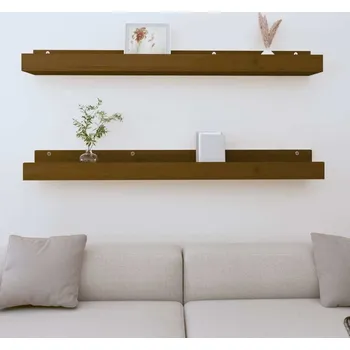 police vidaXL Nástěnné police 2 ks 110 x 12 x 9 cm masivní borové dřevo [823595] Barva: medová hnědá