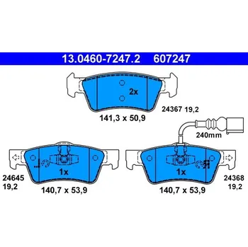 Brzdová destička Sada brzdových destiček, kotoučová brzda ATE 13.0460-7247.2