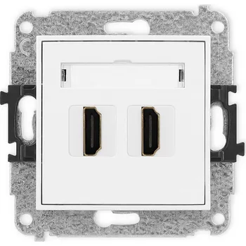 Elektrická zásuvka KARLIK Dvojitá zásuvka s konektory HDMI 2.0 Barva: Matná bílá