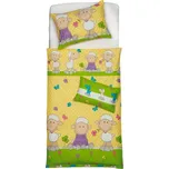 SCANquilt povlečení KLASIK ovečky žlutozelená 90 x 135/45 x 65 cm