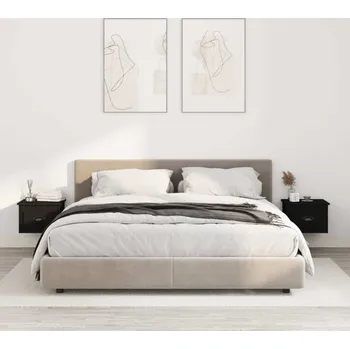 Noční stolek vidaXL Nástěnné noční stolky 2 ks 41,5 x 36 x 28 cm [816381] Barva: Černá