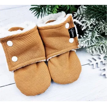 Capáčky Zimní barefoot capáčky s beránkem - Mustard 3 - 6M