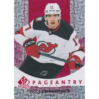 Sběratelská karetní hra insert karta YEGOR SHARANGOVICH 22-23 SP Authentic Pageantry Red číslo P-27