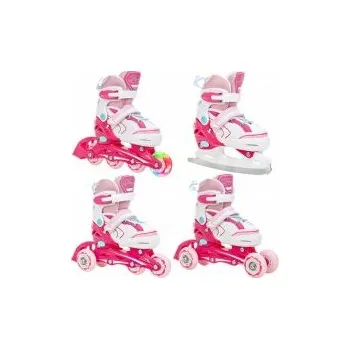Kolečkové brusle Raven Lia PINK 4v1 svítící kolo LED EU 30-33 brusle + DÁREK DLE VÝBĚRU!