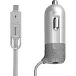 Nabíječka do auta REMAX RCC-103 2v1 vč. microUSB a Lightning datového kabelu 3.4A stříbrná