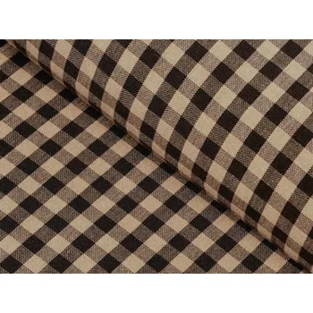 Bavlněná látka Olivia OL-019 Hnědo-béžová kostka malá - šířka 150 cm