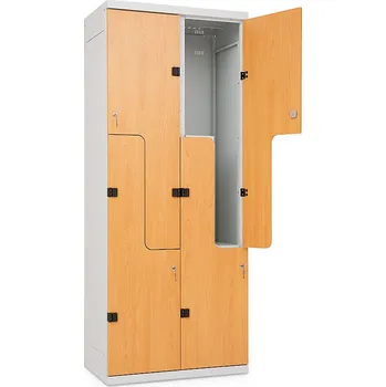 TRITON Šatní skříňka „Z“4-boxová, lamino/kov, 1970 x 800 x 500 mm - lamino/kov Provedení lamina:: dub baroque Amber K536 RW, Provedení zámku: Cylindrický zámek Burg - do lamina, Provedení skeletu: kov černá RAL 9005